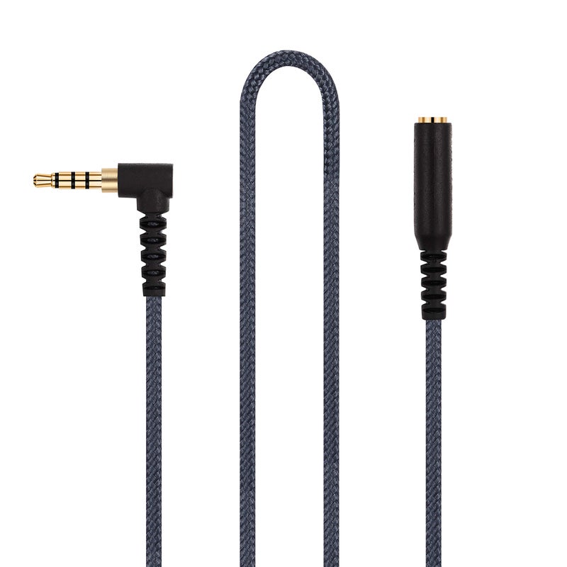 ABLET 50cm(1.5ft) Right Angle 4 Pole 3.5mm 1/8 inch Male to 4 Pole 3.5mm 1/8 inch Female Stereo Audio Headphone Earphone Extension Cable Adapter Cord Tangle-Free Braided Wire - Image 1